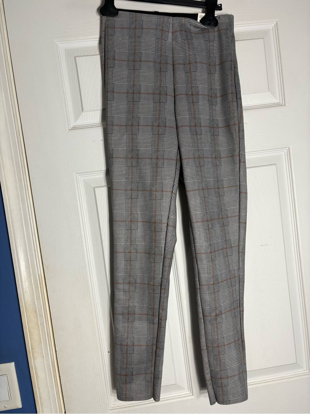 Zara Gray Plaid Women's Pants with Brown Windowpane